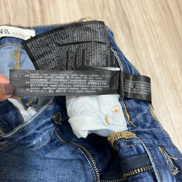 ZARA High Waist Long Denim Pencil Skirt Size M Blue - Picture 10 of 10